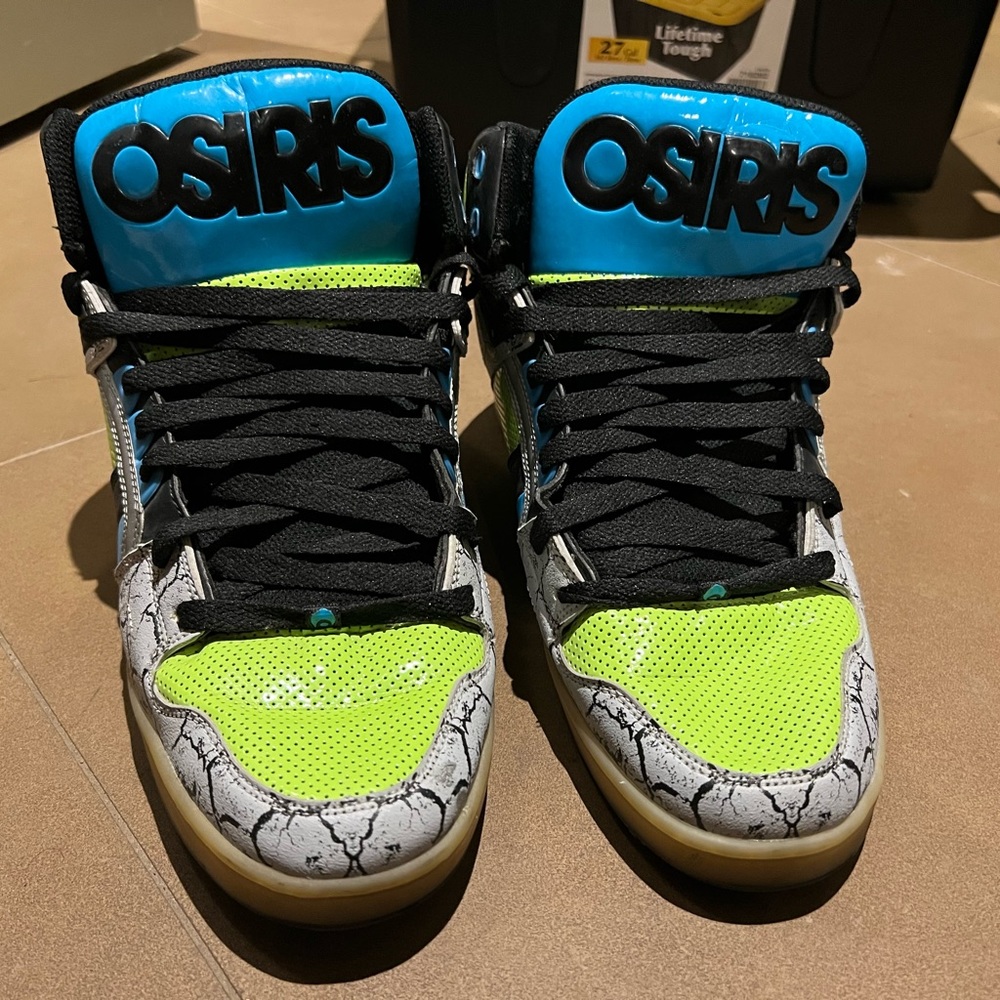 SOLD Rare Osiris NYC83 (Bronx) in Lime/Gray/Blue Fat tongues and padded collar